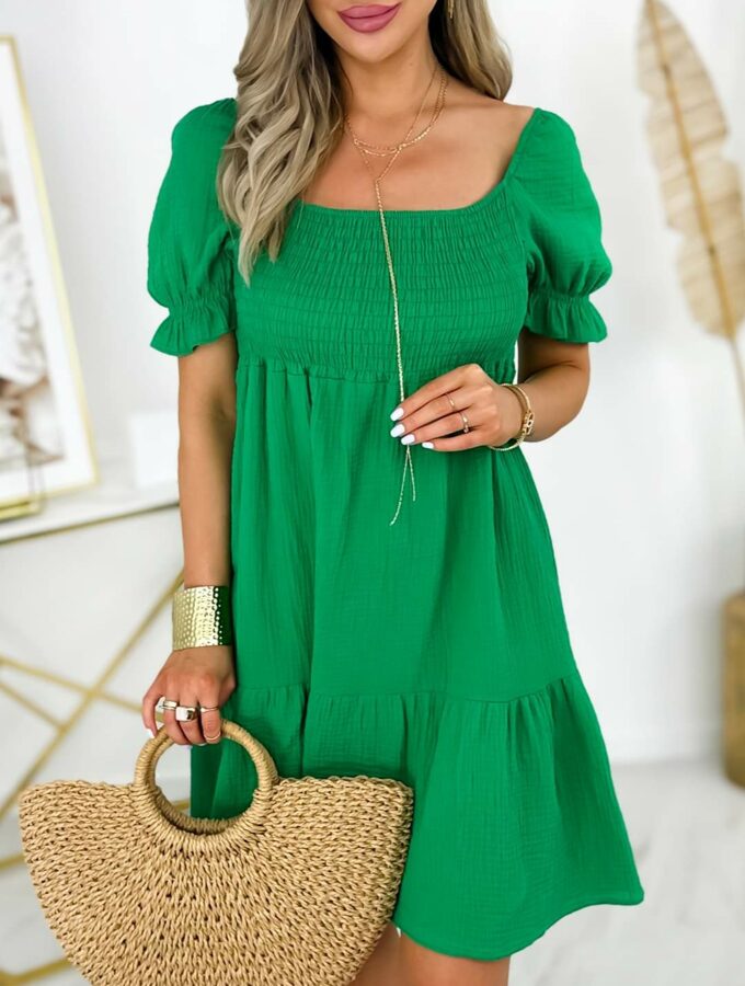 Vasarinė muslino suknelė Žalia