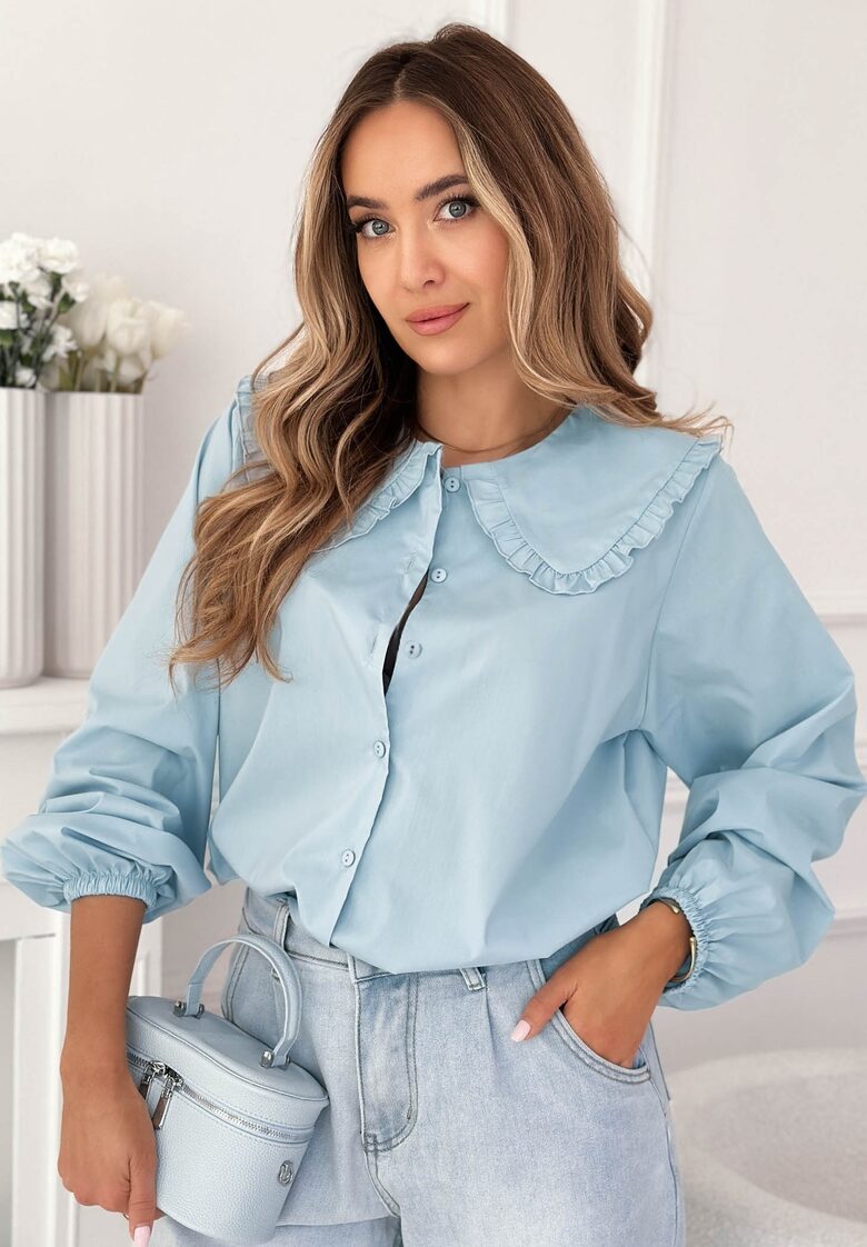 Mėlyni marškiniai su apykakle