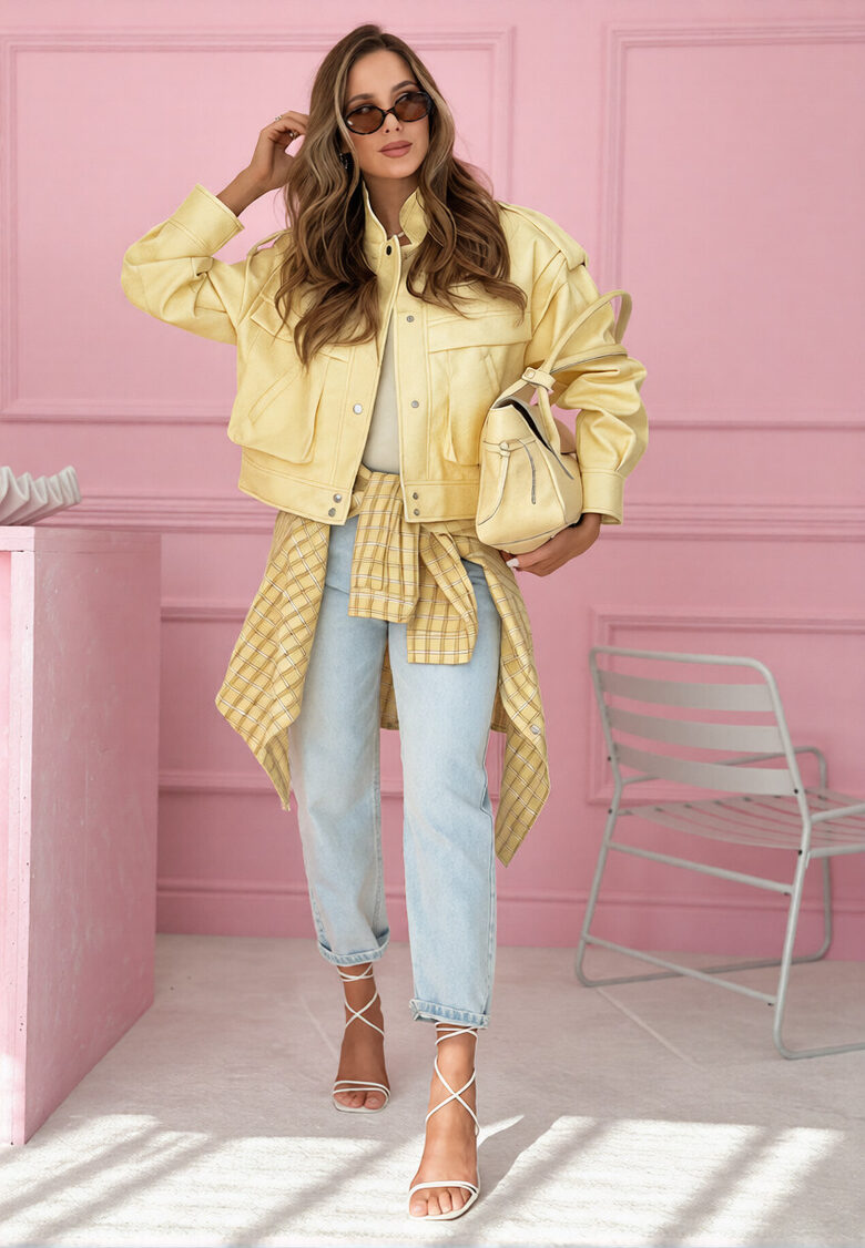 Geltona eko odos striukė