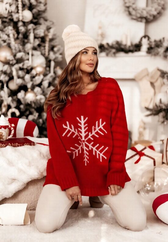 Raudonas megztinis SNAIGĖ