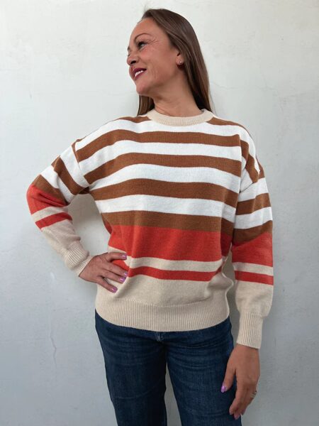 Oranžinis dryžuotas megztinis